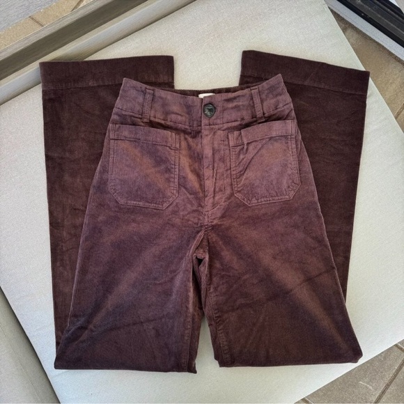 New Anthropologie The Colette Cord Full-Length Wide-Leg Pants 26 Brown - Picture 3 of 10